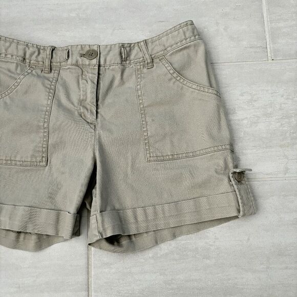 Dalia Collection Modern Fit Chino Shorts Khaki Beige Cargo Mid-Rise Pockets Sz 6 - Picture 7 of 8